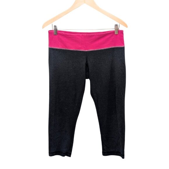 lululemon athletica Pants - Lululemon Women's Wunder Under Heathered Grey/ Pink Crop Leggings Pants Size 10